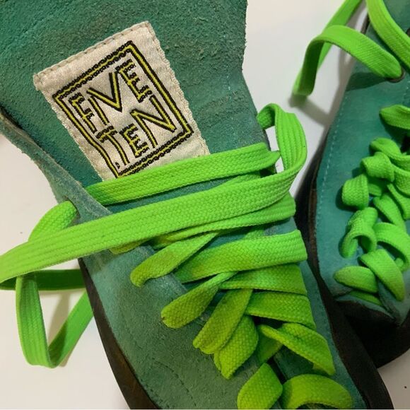 Vtg Five-Ten 5.10 Climbing Shoe US 6.5 Lace-Up Blue Suede Leather Made in Korea - Picture 7 of 7